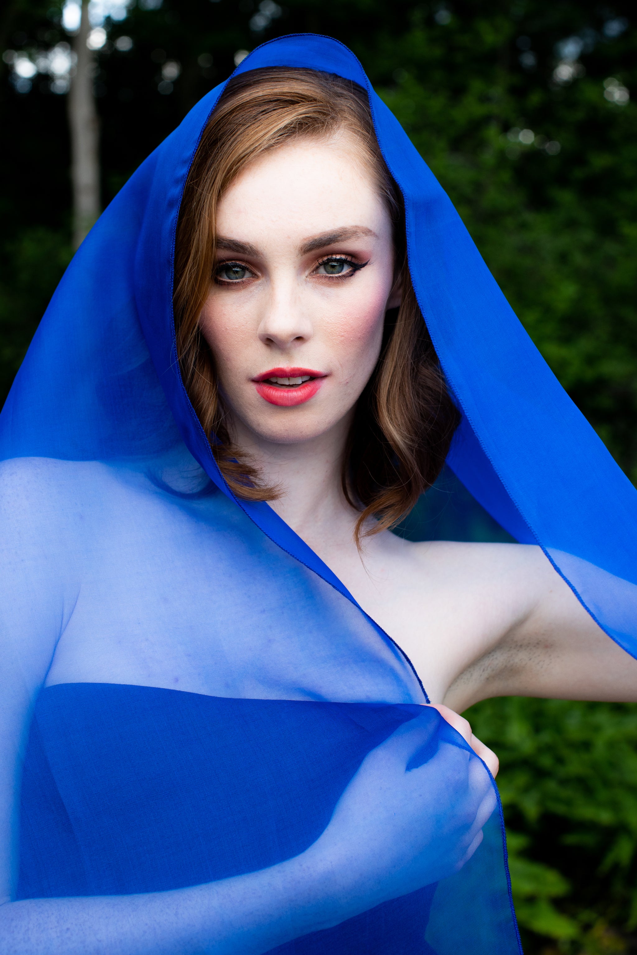 shawl for royal blue dress VALENTINO 1973 Royal Blue Silk Ruffle Strapless Gown with Matching Shawl (S)