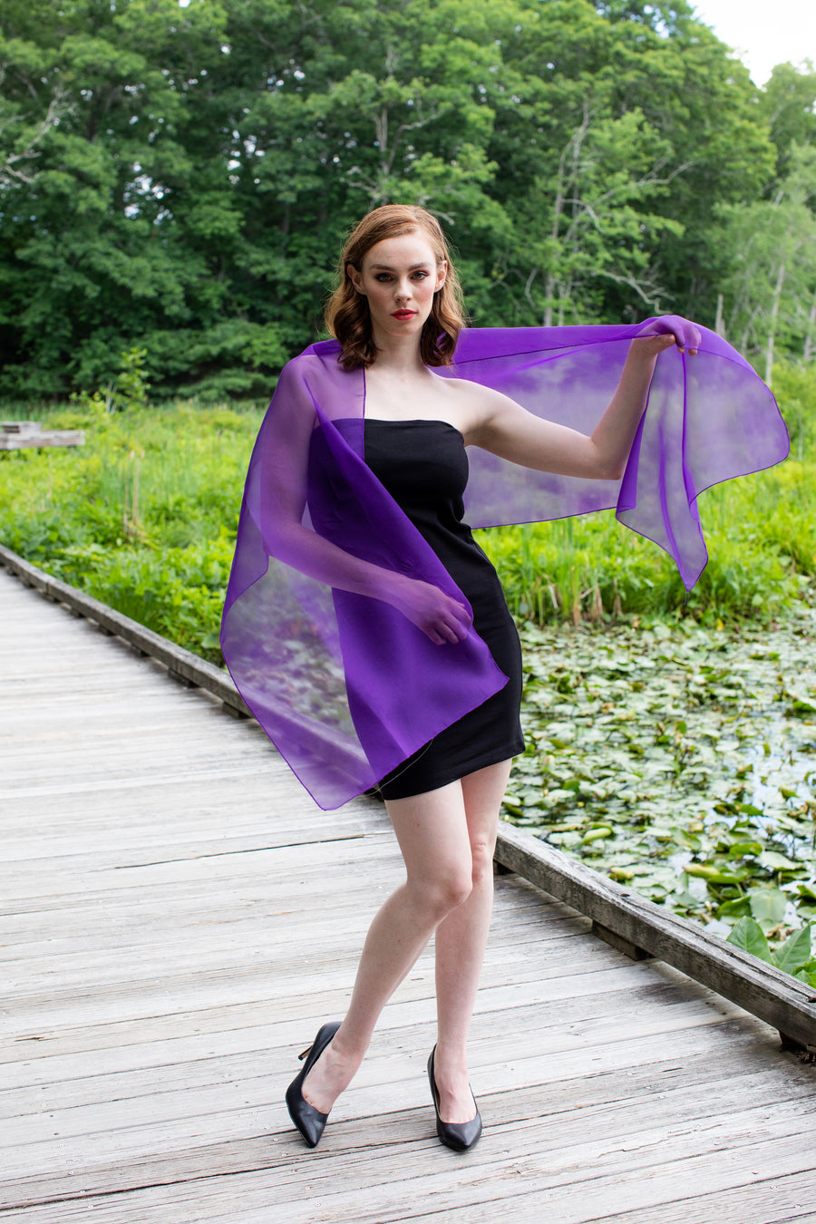 Dark Purple Silk Organza Shawl