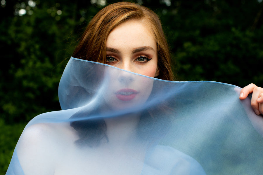 Light Blue Silk Organza Shawl