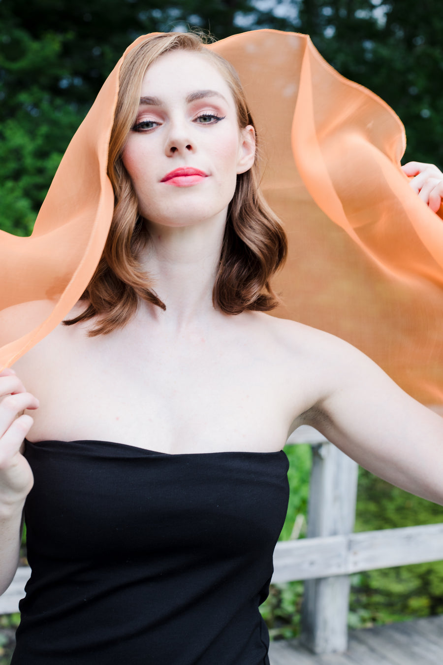 Tangerine Silk Organza Shawl