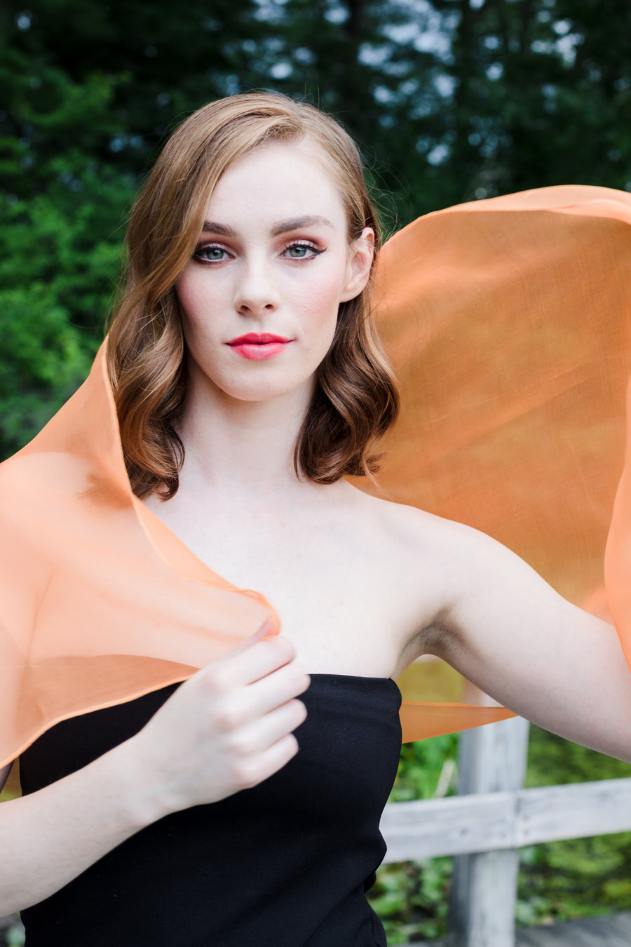 Tangerine Silk Organza Shawl