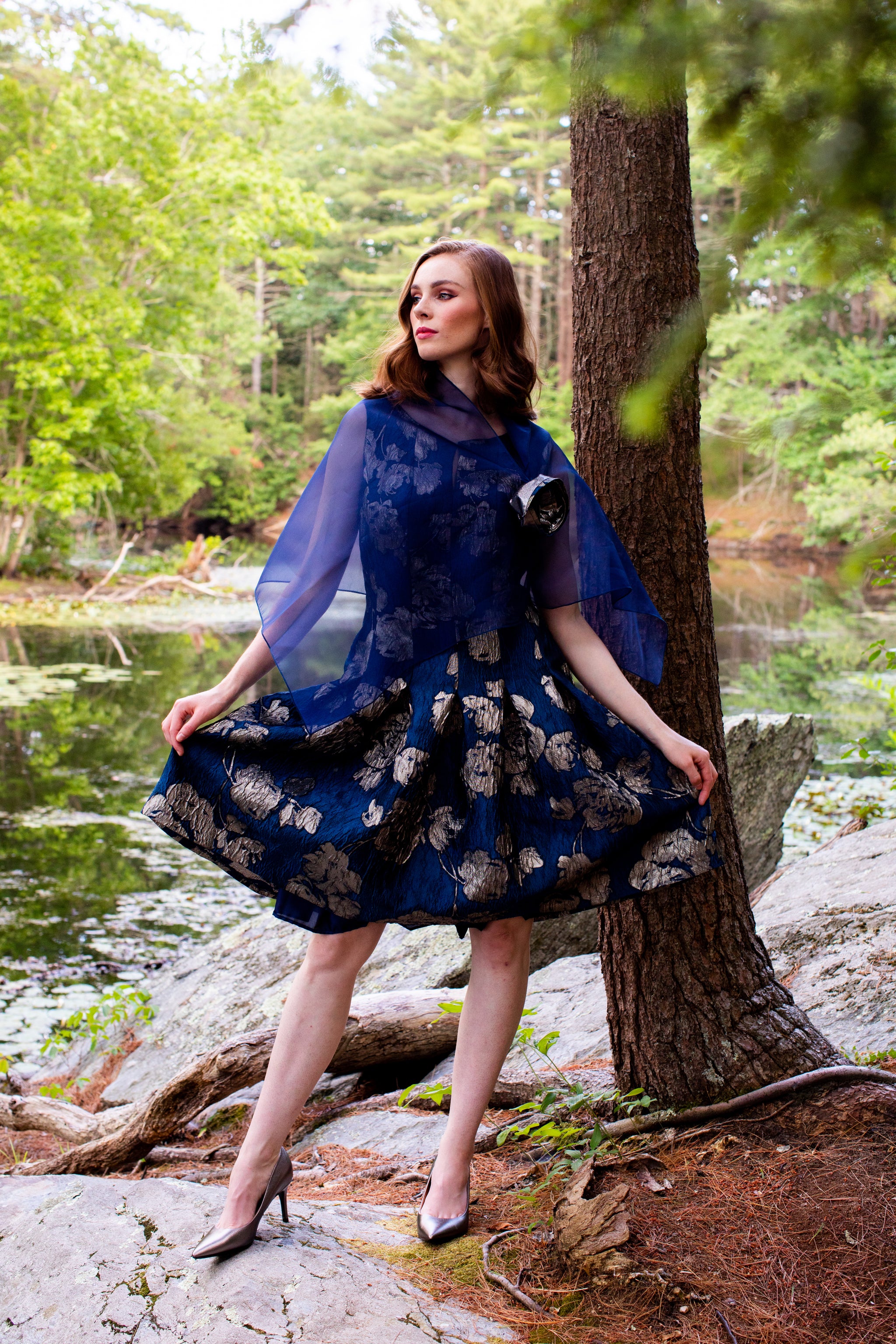 Navy Silk Organza Shawl Anna Nieman Boutique Navy Silk Organza Shawl Anna Nieman Boutique
