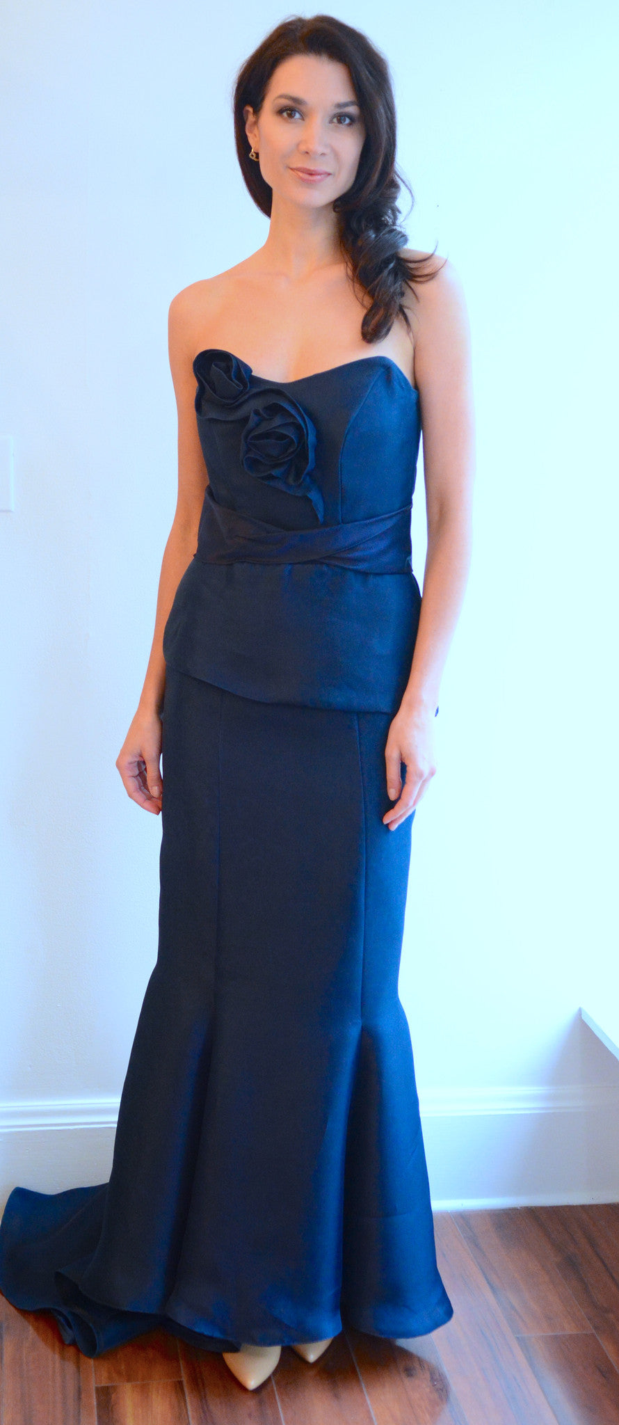 Dark Navy Mermaid Silhouette Evening Gown