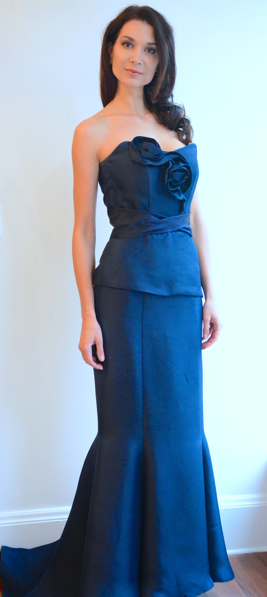 Dark Navy Mermaid Silhouette Evening Gown