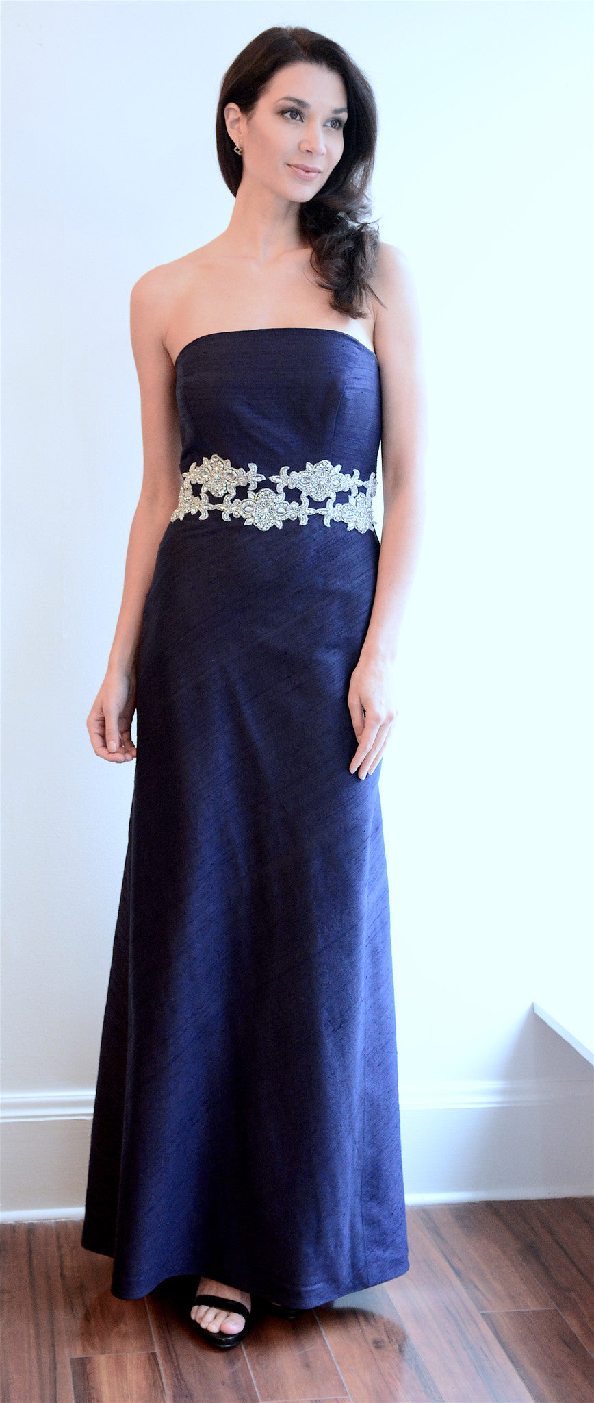Royal Blue Gown with Crystal Swarovski Sash