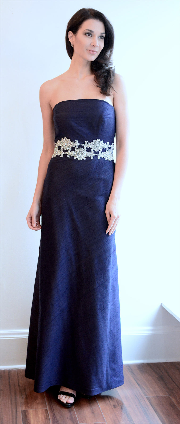 Royal Blue Gown with Crystal Swarovski Sash