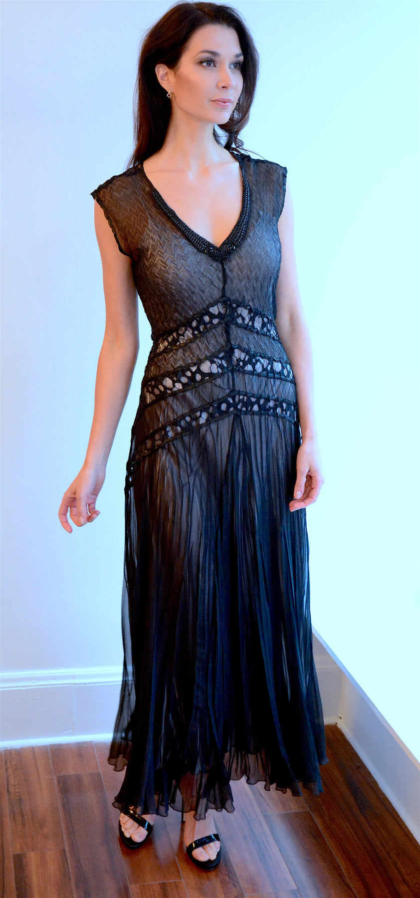 Pleaded Chiffon Gown