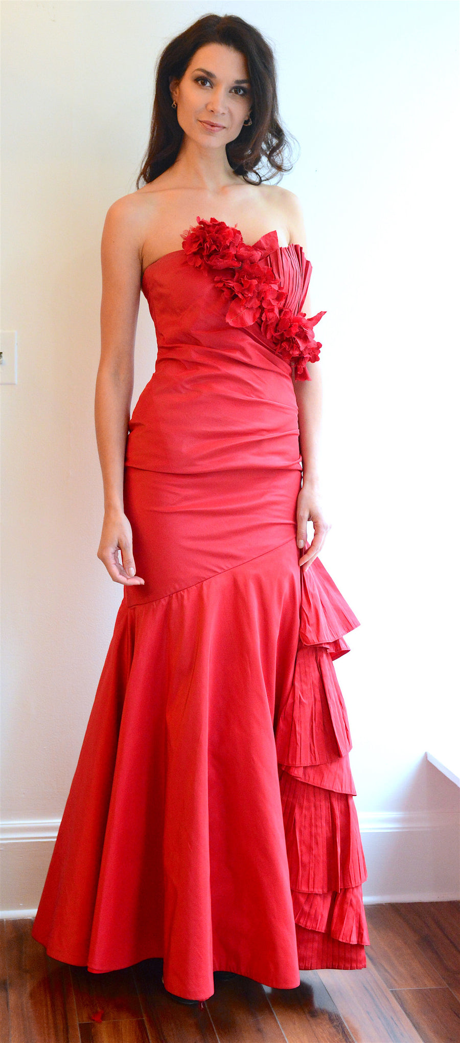 Red Taffeta Evening Gown