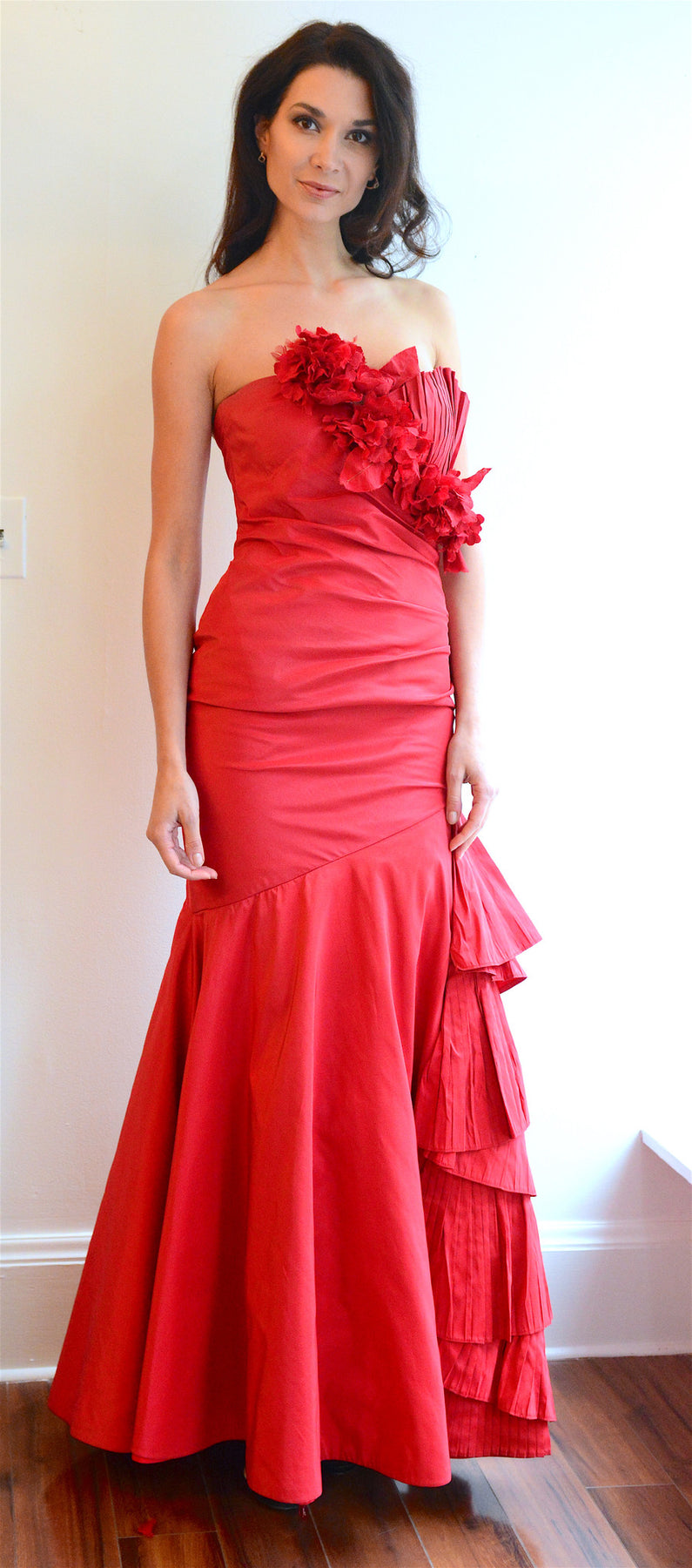 Red Taffeta Evening Gown