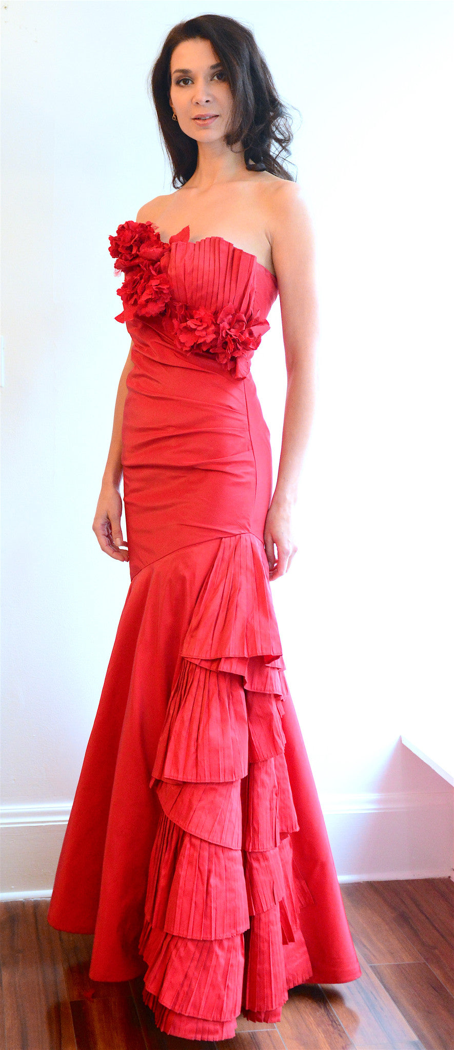 Red Taffeta Evening Gown