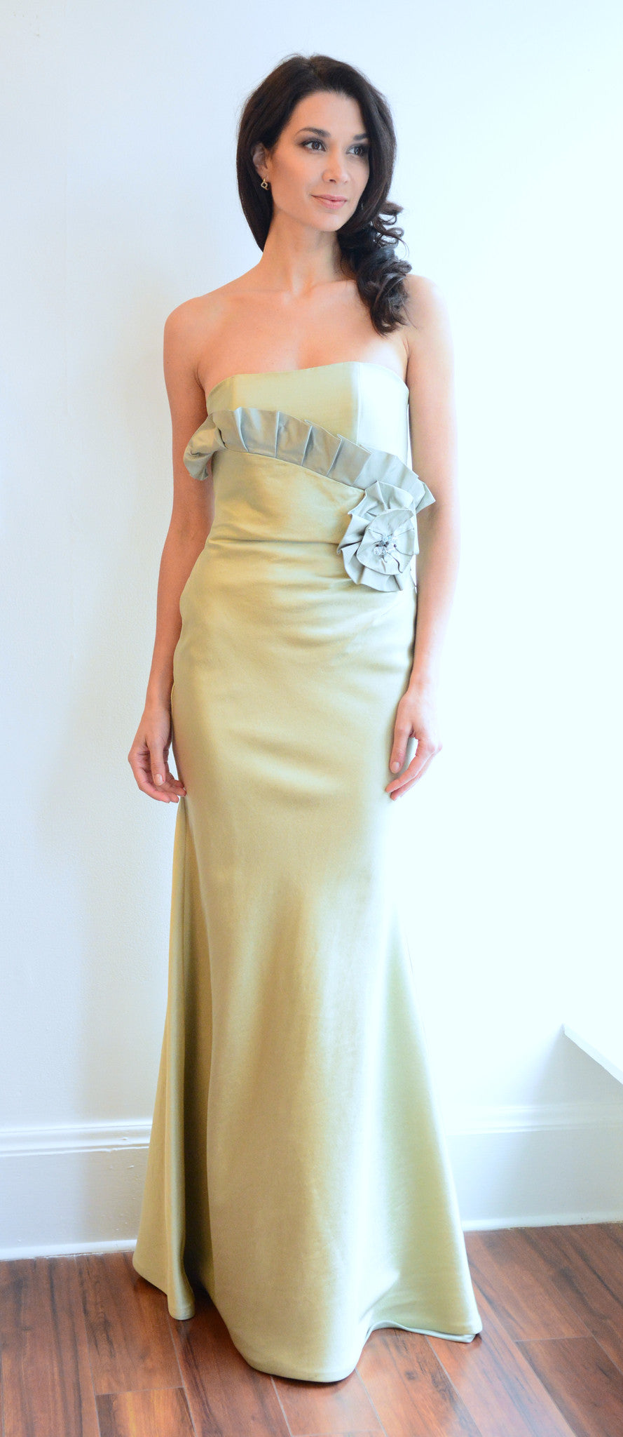 Sage Green Stripeless Gown