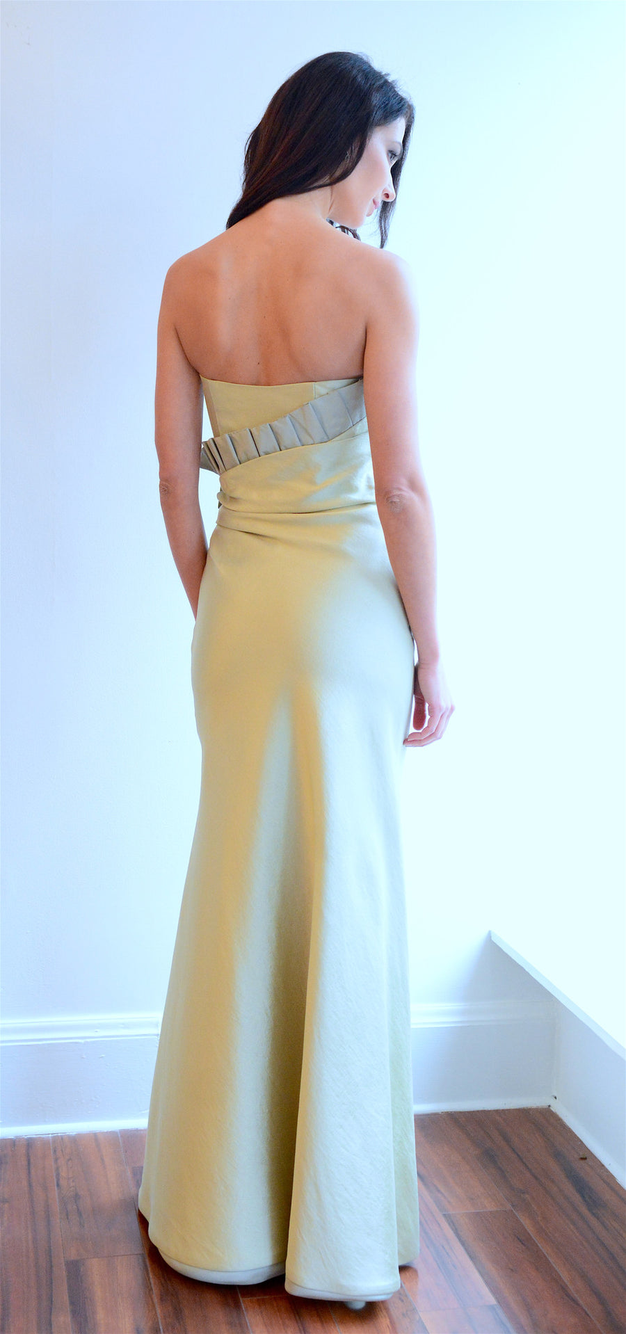 Sage Green Stripeless Gown